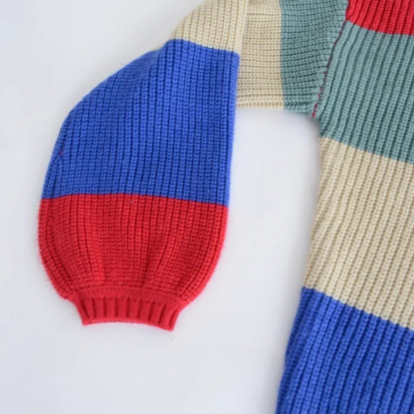 Brixton Madero Red,  Sage & Blue Colour Block Knit Crewneck Sweater Size Medium - Picture 7 of 10